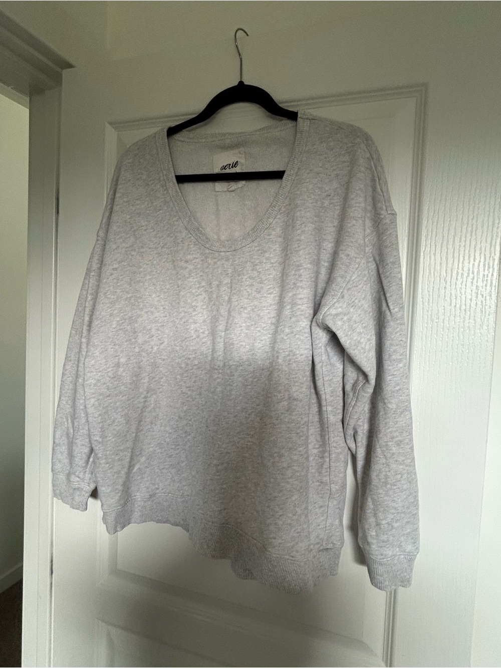 aerie Light Gray Scoop-Neck Terry Pullover